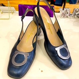 Salvatore Ferragamo Gancini Slingback Heels 7.5B